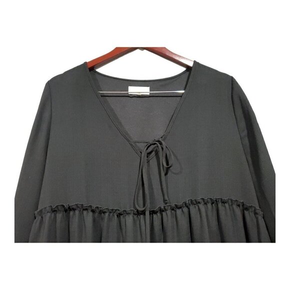 Altar'd State Women's Black Long-Sleeve Tiered Babydoll Dress Peasant Boho Sz L - Picture 5 of 14